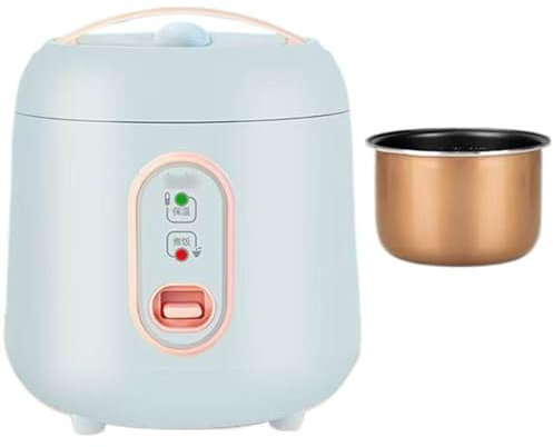 Light Blue,1.6 L,Mini cuociriso per 1-4 Persone, cuociriso Piccolo da 1,2L-2L, Design Pratico con Maniglia, spatola e misurino, pentola Interna Antiaderente, per Cucinare Riso e Porridge
