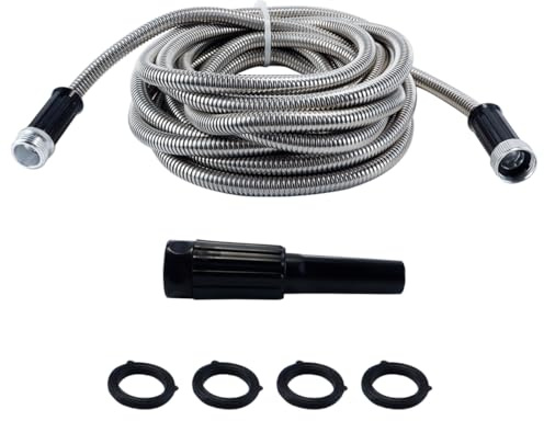 Orivin Manguera de jardín de acero inoxidable 201 de 25 pies: flexible, resistente a la corrosión y fácil de usar y almacenar.