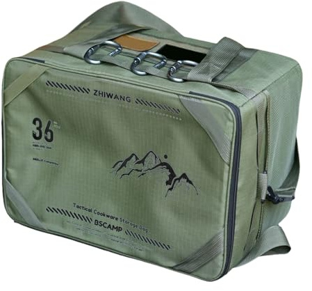 ccuzs Camping Cooking Gear Bag Organizer, 36l Large Capacity Tool Storage Pouch, Ideal for Hiking, Outdoor Adventure, Beach Trips, Picnic, Travel, Gear Setup for Campers Travelers, 42x31x26cm Green