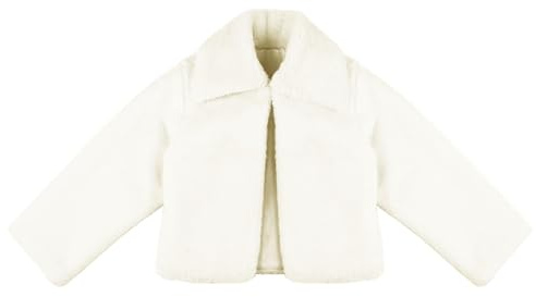 Lifup Bolero de Fiesta para Niña Chaqueta de Piel Sintética Corta Tippet Cálido Invierno Capa Boda Cárdigan Chal con Manga Larga Blanco 4-5 años
