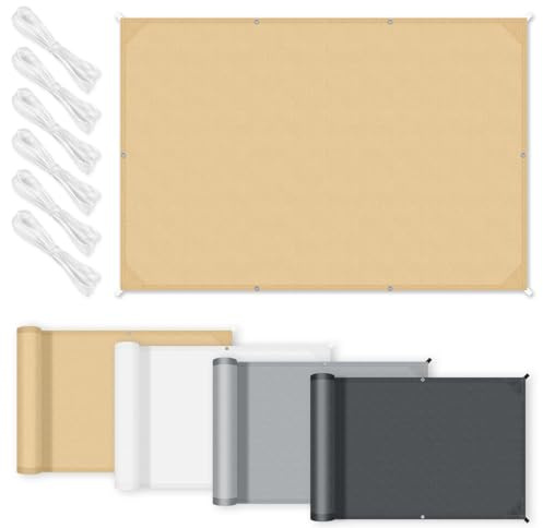 COOL AREA Toldo Vela Impermeable con Bordes Rectos Vela de Sombra Rectangular 2x2.5m Toldos Fibra de Poliéster PES con Protección UV para Patios,Terrazas,Jardines,Sand