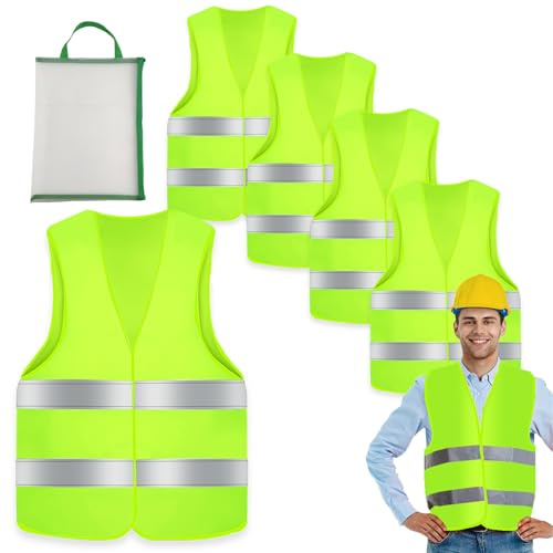 UVVRUR Warnwesten Auto Warnweste 5Stk Pannenweste Sicherheitsweste Neongelb KFZ Pannenhilfe Reflektierende Warnwesten (5 STK)
