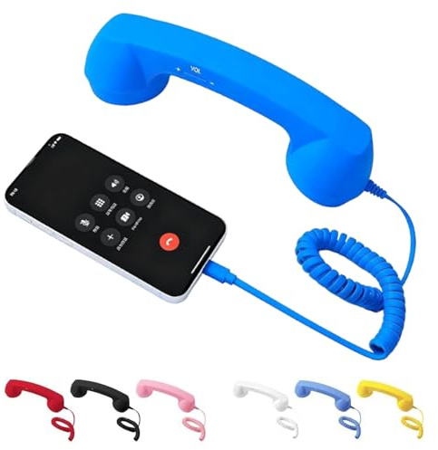 Auricular de Teléfono Retro Mejorado 2026, Auriculares de Teléfono Retro con Cable Tipo-C, Receptor de Teléfono Móvil de Mano Clásico con Cable Enchufable, Accesorio Estilo Años 90 para Fotos, para