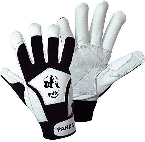 GRIFFY L+D Panda 1730-8 Nappaleder Montagehandschuh Groeße (Handschuhe): 8, M EN 388 CAT II 1 Paar, Schwarz, Weiß, 9