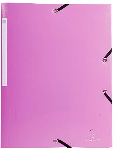 Exacompta 55820E Einschlagmappe OPAK. Aus blickdichtem Kunststoff DIN A4 mit 2 Gummizügen und 3 Klappen rosa Sammelmappe Dokumentenmappe ideal für Büro und Schule
