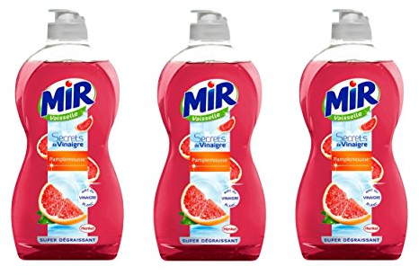 Mir Liquide Vaisselle Main Secrets de Vinaigre Pamplemousse Flacon 500 ml - Lot de 3