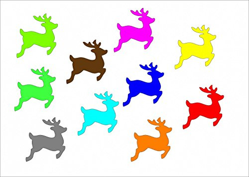 Miniblings 10x Bügelbilder Aufnäher 28mm Flock Hirsch Reh bunt gemischt