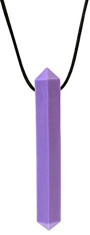 ARK® Kauhalskette in verschiedenen Stärken mit einstellbarer Abreißleine und ATC Pflegeanleitung - Sensory Halskette, Beißblock, Kauen, Zahnen, Autismus Crystal glatt extra fest lavendel