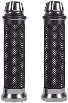 Universal Motorcycle Handlebar Grips, CNC Aluminum Rubber Motorbike Handle Bar Grips for 7/8 Handle Bar Bike (Titanium)