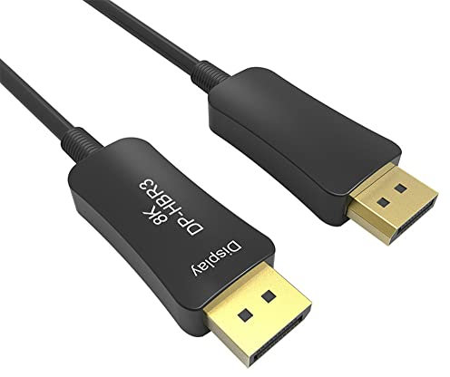 Jeirdus Fiber DP to DP Cable Male to Male 32Gbps High Speed 8k@60HZ 4K@140HZ, DP 1.4 Display Port for Big Game HDTV Projector, PC Host, Graphics Card Meters (75Meters)