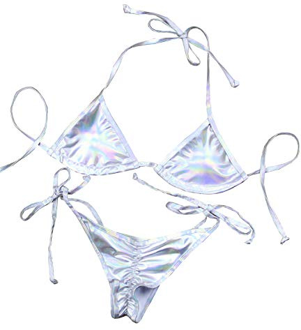 Balasami Damen Triangel-top Bikini-Set, Metallisches Einhorn, S