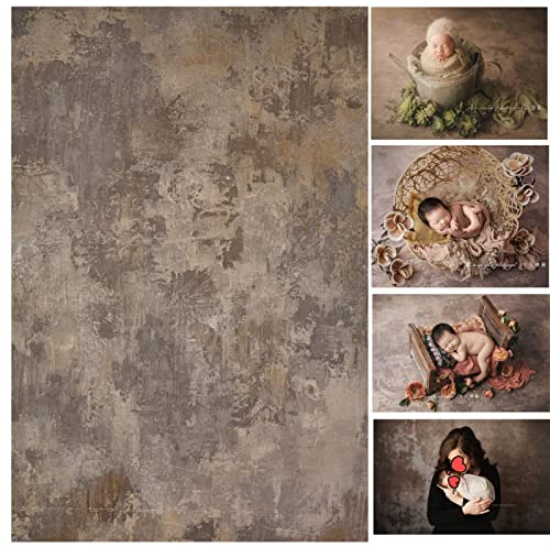 WaWbackdrop WaW 1,5 x 2,2 m grå brun mald fotostudio bakgrund baby nyfödd fotografering vintage shabby betong fotobakgrund video fotografi barn porträtt vikbart tyg