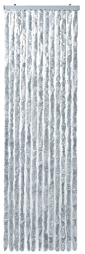 vidaXL Insect Curtain Doorway Fly Mosquito Bug Blind Screen Guard Curtain Adjustable Home Caravan White and Grey 56x200 cm Chenille