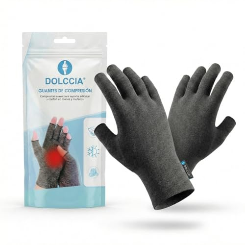 DOLCCIA Guantes de compresión artritis, Alivio para dolor de manos y artrosis, Mejora la hinchazón y circulación, 1 par mujer y hombre (L)