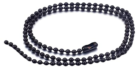 Homxi Kette Männer,Kugelkette 2.4mm Herren Kette 71 cm Kugel Kette Kette Edelstahl Schmuck Männer Halsketten Schwarz