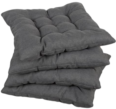 Gutekissen® Stuhlkissen gesteppt Quadrat Polsterauflage Auflage für Stühle/Bänke für Haus und Garten Sitzauflage Gartenkissen Sitzkissen viele Farben (50x50, Dunkelgrau, 4)