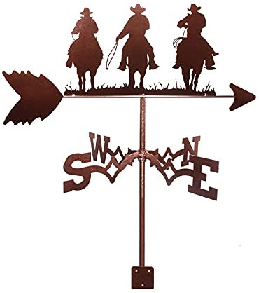 Wetterfahne Windrichtungsanzeige Schwan Schwertfisch Drei Pferde Wetterfahne Wetterhahn Messwerkzeug mit Montagehalterung für Garten Terrasse Hof Ornament (Drei Pferde)