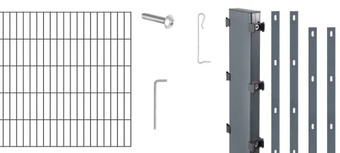 Alberts 665340 Zaungabionen Step² | verschiedene Längen und Höhen | zum Einbetonieren | anthrazit | Mattenbreite 200 cm | Höhe 180 cm | Länge 10 m