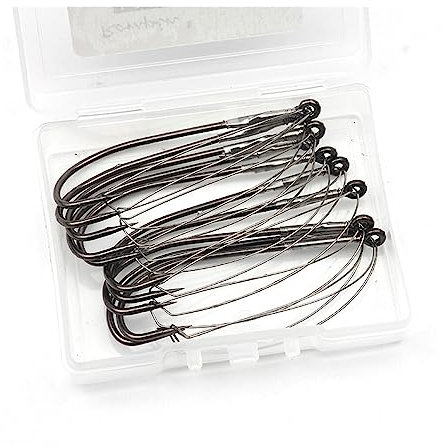Angelhaken 10 Teile/schachtel Kraut Stacheldraht Angelhaken Angelhaken Wiederverwendbare Bass Einzel Haken Locken Köder Halter Fisch Tackle Zubehör Angelzange (Color : 3.8x1.4cm)