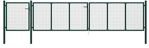 GuyAna Gartentor Stahl 500×100 cm Zaunelemente Gartenzaun GartentüR Gartenzaun Metall Garden Fence ZauntüR Grün
