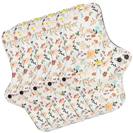 Lot de 5 protège-slips réutilisables en coton, respirants, super absorbants, couleur vive, motif floral, pour voyage, pour femme (L)