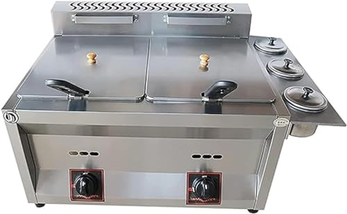 CHIPEL Friteuse à gaz, friteuse Commerciale, friteuse à gaz de Grande capacité de 20 litres/30 litres, friteuse Domestique et Commerciale au GPL en Acier Inoxydable avec Chaleur réglable (Size : 20L)