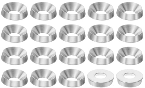 PATIKIL Rondelle de Finition M8 à Tête Fraisée, 20 Pièces, Diamètre de 20 Mm, Hauteur de 5 Mm, en Acier Inoxydable 304 Massif, Finition Cnc, Pour La Construction Industrielle