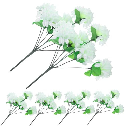 PRETYZOOM 6 Mazzi Di Crisantemi Artificiali Per Decorazioni Funebri Fiori Da Esterno Bouquet Di Crisantemi Finti Per Rispettoso Cimitero