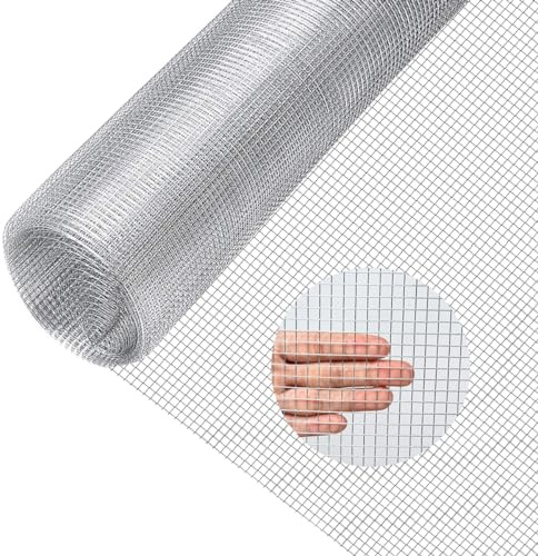 SOARS Alambre para aviarios de 7 x 7 mm, malla de alambre galvanizado, malla fina, malla metálica para bancales altos en el jardín y animales pequeños (0,9 x 15 m)
