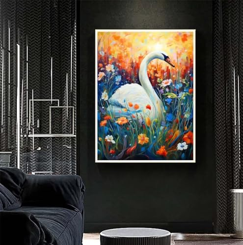 Diamond Painting Gans Diamant Painting Bilder Kinder Blume Diamond Art DIY Set Erwachsene Full Drill Diamond Painting Zubehör, 5D Diamant Malerei Mosaic Stickerei Kits Home Wand Decor 90x120 cm R369