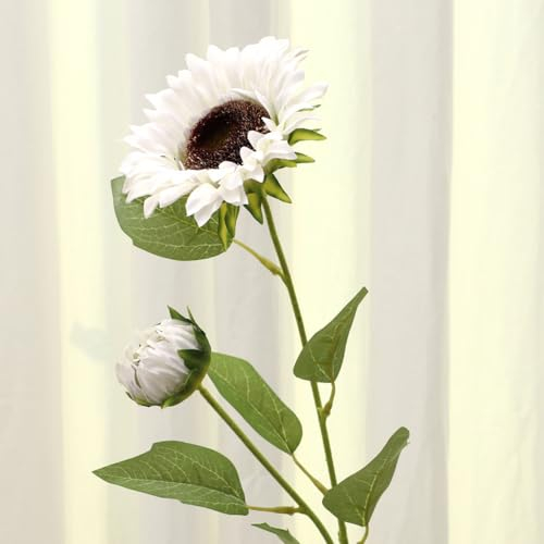 Vllcsla Künstliche Blumen für die Dekoration 60cm Hohe Dekorative Künstliche Sonnenblumen Langer Stiel Für Hohe Vase Für Wohntisch - Jedes Stück enthält 2 große Sonnenblumenköpfe und 1 Knospe