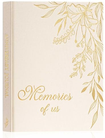 Lanpn Wedding Anniversary Journal Book - Linen First Year to 70th Wedding Scrapbook Notebook Memory Book Photo Album for Couples - Newlywed Marriage Journal Bridal Shower Gifts (Beige, 190 Pages)