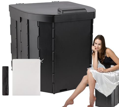 Tragbare Campingtoilette mit Deckel, Eimer-Toilettensitz, zusammenklappbare Erwachsenentoilette, Outdoor- -WC, lange Reise, Boot, Auto, Camping-Toilette, für, Outdoor, , lange Reise,