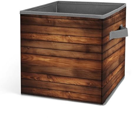 GFLFMXZW Braune Holz-Aufbewahrungskörbe, Schrank-Organizer-System, faltbare Aufbewahrungswürfel mit Griffen, Spielzeugkiste, Kleideraufbewahrungskorb, große Kapazität, Aufbewahrungsboxen für Zuhause