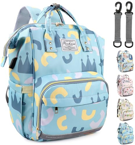 LEcylankEr Wickeltasche Rucksack Baby Wickelrucksack Groß Windelrucksack Multifunktional Diaper Bag mit Mehreren Fächern Baby Wickeltaschen für Reisen Geschenk für neue Eltern (Blau-Graffiti)