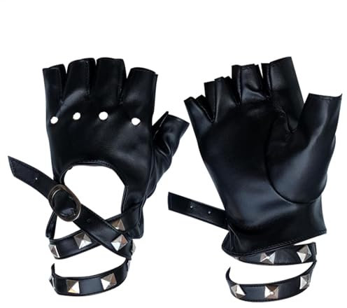 Guanti in pelle con borchie | Guanti cosplay con rivetti cavi, guanti in