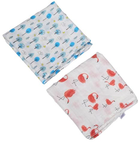 Vaguelly 2 Stück Babydecke Badetuch Baumwoll Badetuch Sommerdecke babyhandtuch Säuglingsbaum Musselin-Badetuch Wickeldecken Pilzbaby Wald-Wickeldecke Baumwolle