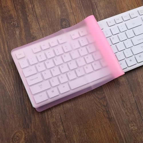 DüNn Tastaturschutz Universal Tastatur Schutzfolie Tastatur SchutzhüLle Silikon Tastaturabdeckung Universal Wasserdichter,Staubdichter Tastaturschutzfilm FüR Desktop-Computertastaturen (Rosa)