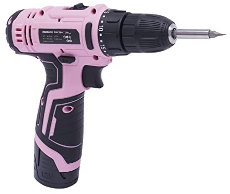 Taladro atornillador inalámbrico de 12 V, atornillador eléctrico con 25 torque 1350 rpm, 340 W, 2 marchas, taladro con luz LED, pequeño destornillador inalámbrico para madera, metal, aleación de
