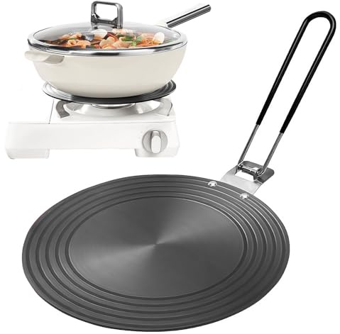 Piastra adattatore a induzione, 24 cm, adattatore a induzione con manico pieghevole, piastra a induzione, piastra adattatore sicuro per fornelli a induzione, su pentole Moka, gas, piani cottura a