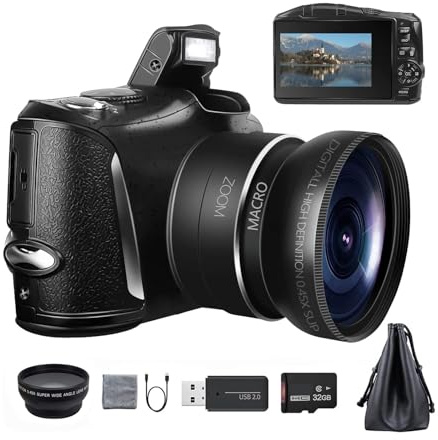 AYJYZHIAG Appareil Photo numérique for la Photographie et la vidéo 4K 48MP Vlogging Camera for Zoom numérique 16X, Grand Angle 52 mm et Objectif Macro