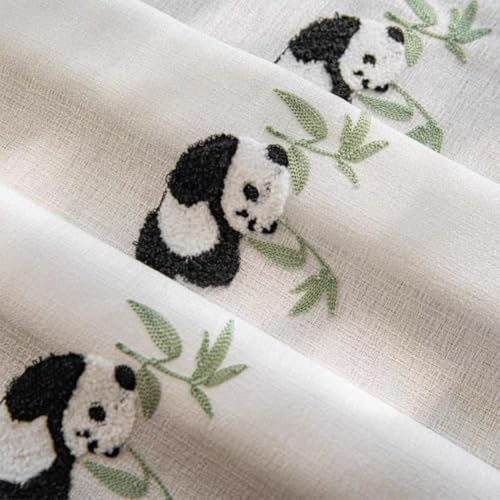 Lsimeru Gardinen Kinderzimmer Mädchen Jungen Ösen Transparent mit Panda Bambus Tiere Muster Ösenvorhang Ösenschal Kindervorhang Baby Vorhang 1 Stück 140x175