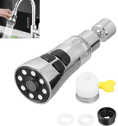Douchette Evier Cuisine, 720° Pivotant, 3 Modes, Amovible, Antirouille, Mousseur Robinet avec Filtre acier inoxydable 316, Joint, Interface Universelle, Embout Economiseur d'Eau pour Robinet