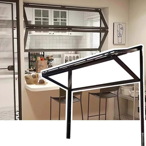 Finestra in alluminio con maniglia di bloccaggio, design scorrevole verticale in vetro rinforzato per cucina aziendale, 96 x 86 cm, sicura per uso esterno