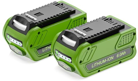 2Pcs 6Ah Replacement for Greenworks 40V Battery G40B2 G40B4 G40B5, Compatible with all Greenworks 40V Garden and Power Tools Lawnmower G40LM35 G40LM41 Strimmer G40LT Hedge Trimmer G40HT61 ect
