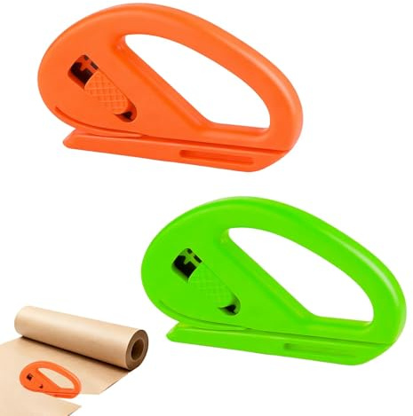 2 pcs Coupe-papier d'emballage coulissant, Cadeau Coulissant, Cutter d'emballage Cadeau pour Noël Anniversaires et Vacances, Mini Wrapping Paper Cutter pour Rouleaux de Papier Pellicule Plastique