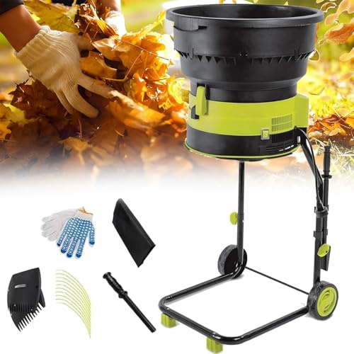 Qiang 2500W Electric Leaf Mulcher/Shredder,Garden Compost Shredder,8000RPM Electric Chipper with Wheels and Storage Bag,54cm Funnel Diameter,for Yard Cleanup,Garden Leaves Powercord×60m