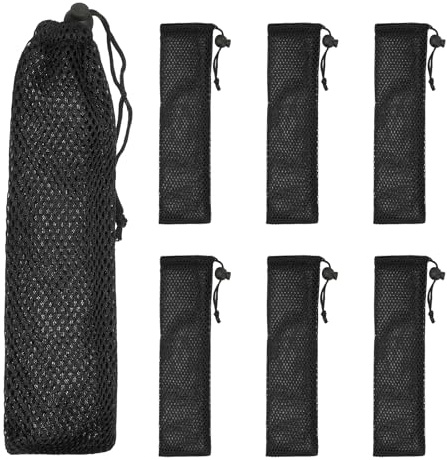 sourcing map 6 Pcs Pouch Bag Straw Carrying Cases, Portable Cutlery Sleeve Chopstick Case Utensil Bag for Home Travel Outdoor Storage Fork Spoon Chopsticks, S & Black