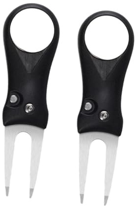 VOSAREA 2 Stück Klappbare Golf Pitchgabel aus Edelstahl und Abs Griff Leichtes Divot Repair Tool für Präzise Rasenreparatur dem Grün für Golfspieler und Putting Training