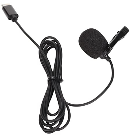 Yctze Microfono Lavalier di Tipo C con Cancellazione Intelligente del Rumore - Microfono Lavalier Cablato per Karaoke, Interviste, Streaming Live e Altro - USB C Omnidirezionale Trasparente